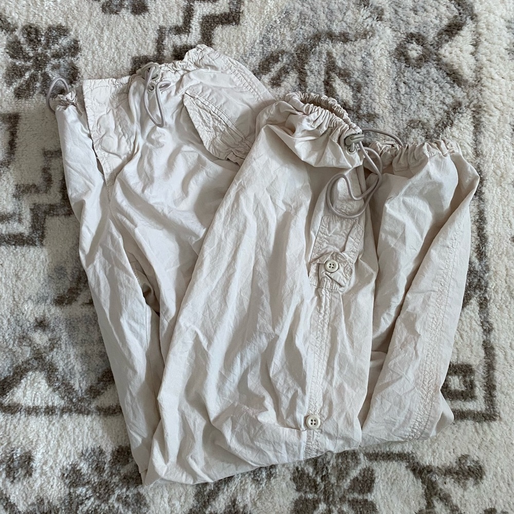 Off White Parachute Pants with Pull Strings